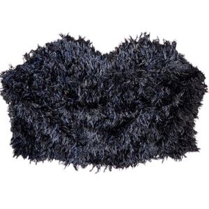 Eloquii Fuzzy Black Bandeau Cropped Tube Top